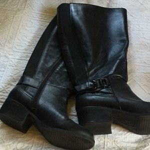 Black leather boots